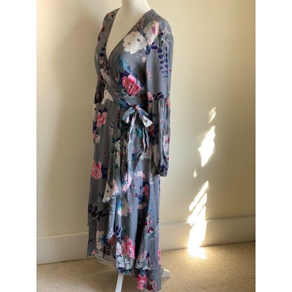 Steele Australia Peony Floral Ruffle Maxi Dress Small Grey Romantic Summergirl - Picture 4 of 9